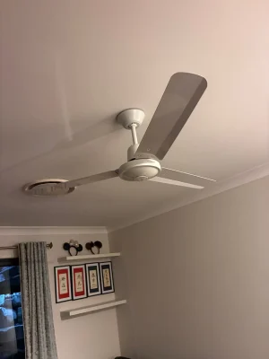 White ceiling fan installed by EWJ Electrical in a Brisbane home
