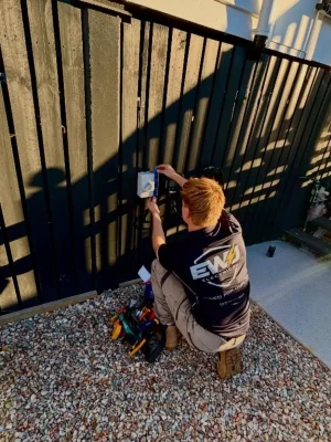 EWJ Electrical electrician installing an isolator switch as part of an EV charger install in Brisbane