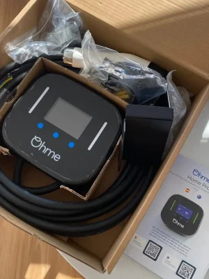 Home Pro EV charger unboxed ready for installation by EWJ Electrical, Brisbane
